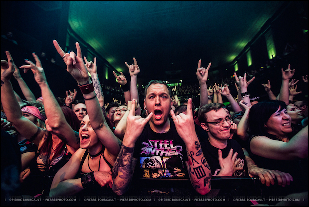 Front-facing view of a crowd at a concert.