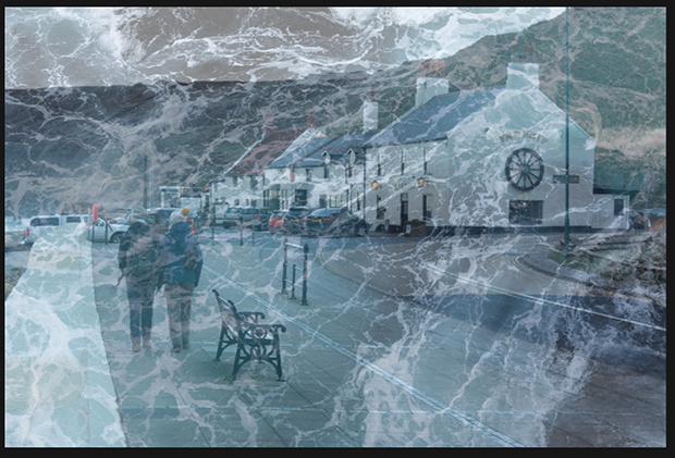 Texture image of ocean waves overlaying the pub image