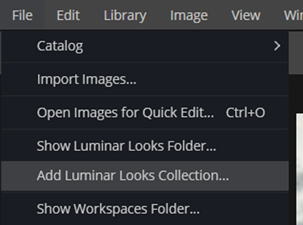 File >> Add Luminar Looks Collection...