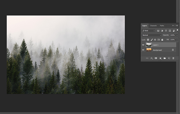 Both images in the same workspace as separate layers in Photoshop