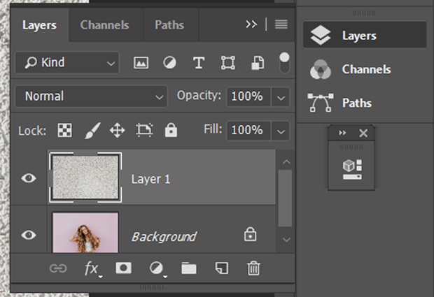 Image and texture loaded into Photoshop as separate layers in Layers panel