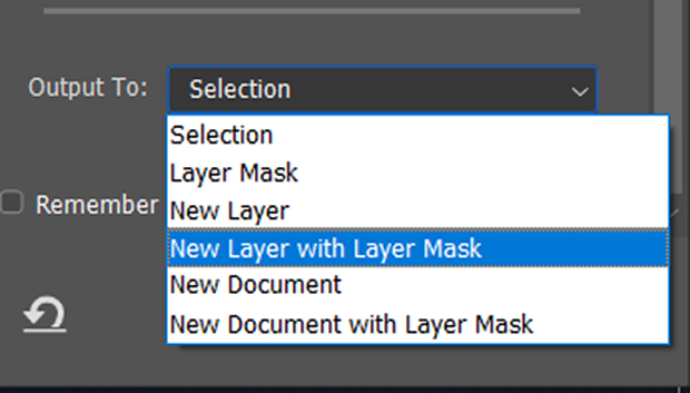 Output To >> New Layer with Layer Mask