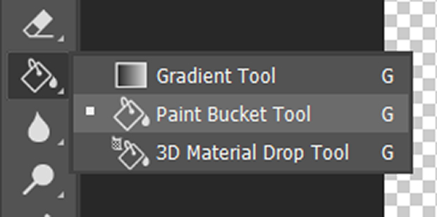 Photoshop's Paint Bucket Tool selected