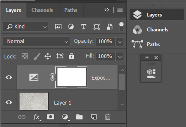 Exposure adjustment layer added to texture layer in Photoshop