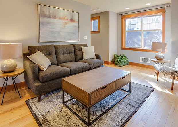 Interior living room with window and natural light