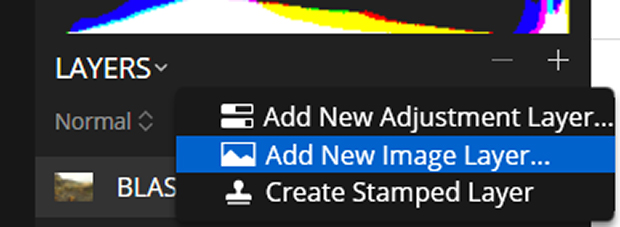 Layers >> Add New Image Layer in Luminar