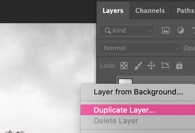Duplicate layer in Photoshop