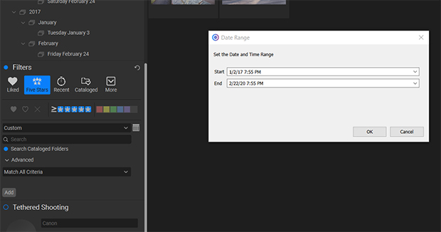 how to organize photos with on1 photo raw filter by date