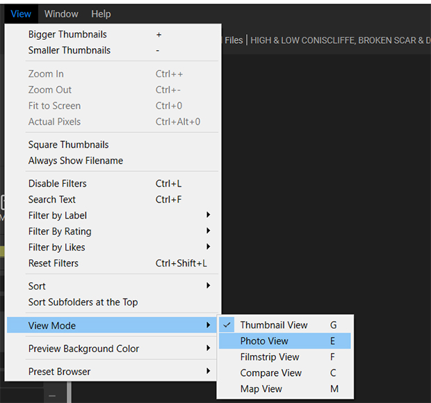 how to organize photos with on1 photo raw view mode