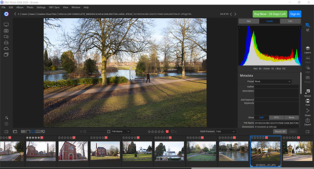 how to organize photos with on1 photo raw filmstrip view