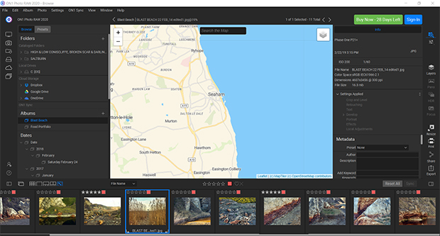 how to organize photos with on1 photo raw map view