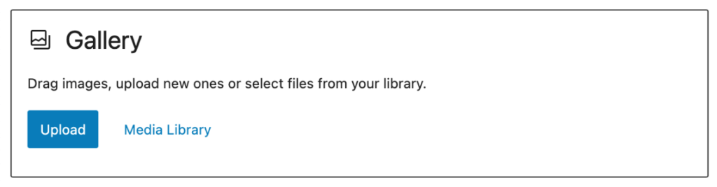 Bult-in WordPress gallery block without plugin