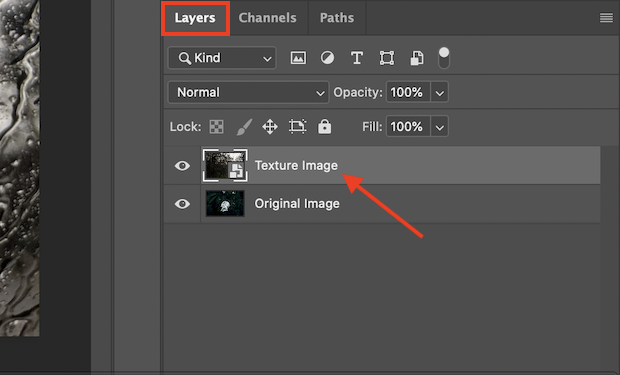 layers panel photoshop apply textures