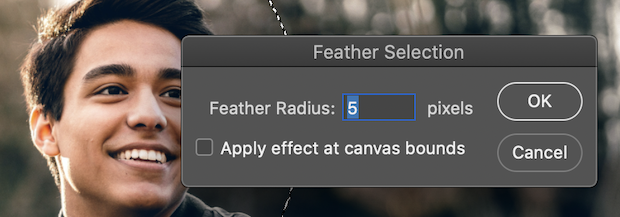 feather radius photoshop