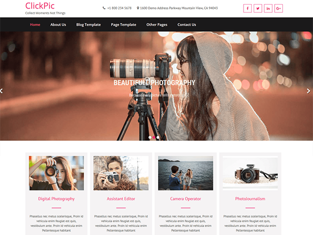 best photography wordpress themes clickpic