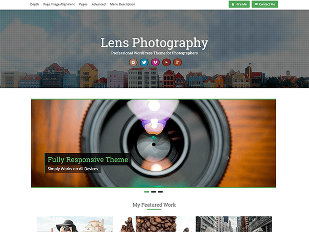 best photography wordpress themes lens