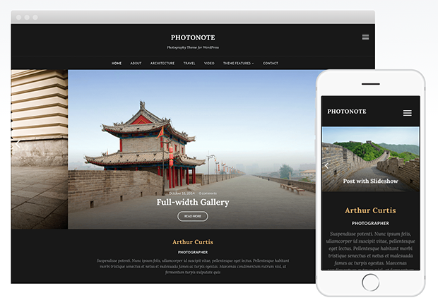 best photography wordpress themes photonote 2.0