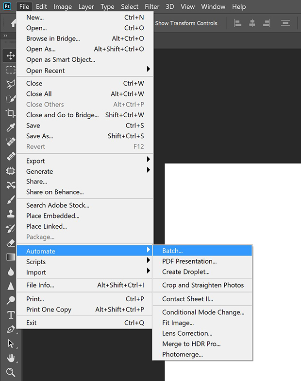 automate batch processing in photoshop