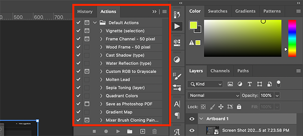  actions Photoshop par défaut 