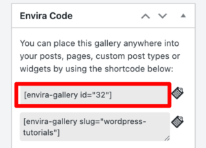 Envira Gallery shortcode