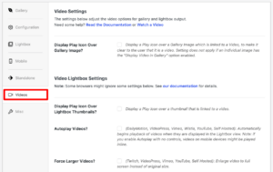 Envira Gallery video settings