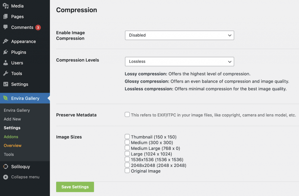 The Compression tab.