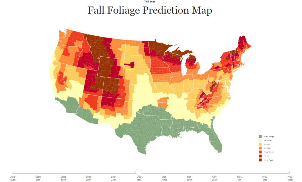 2021 Fall Foliage Prediction Map presented by SmokyMountains