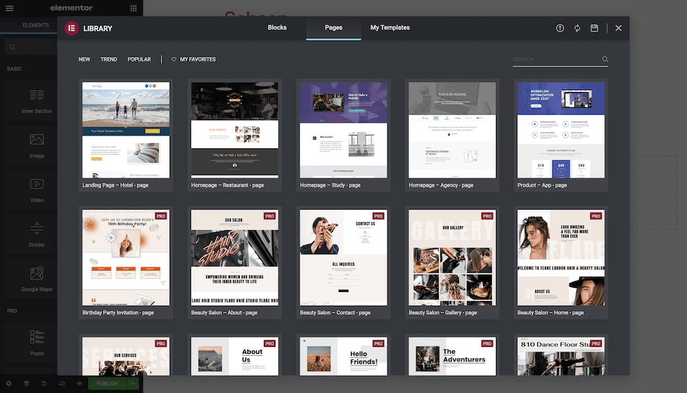 Elementor's Template Library.