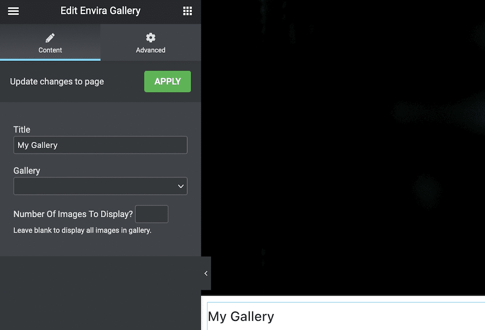 Changing the title for the new gallery within Elementor.