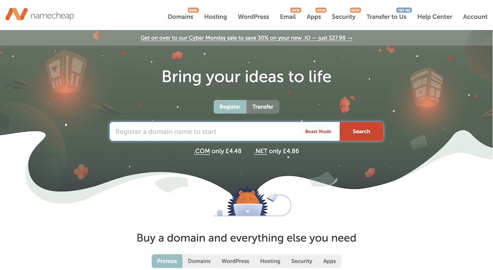 The Namecheap website.