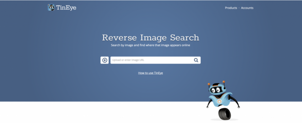 TinEye reverse image search homepage