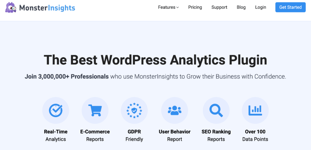 MonsterInsights Home - best google analytics plugin for WordPress