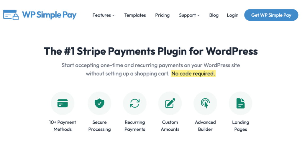 WP Simple Pay Home 