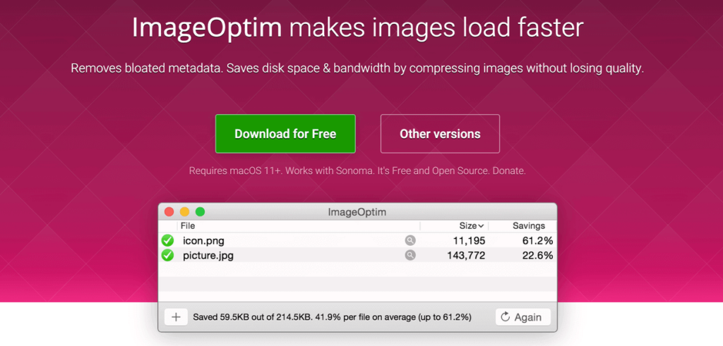 ImageOptim - image compression tool for Mac
