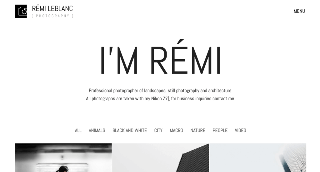 Kalium - minimalist WordPress photography theme
