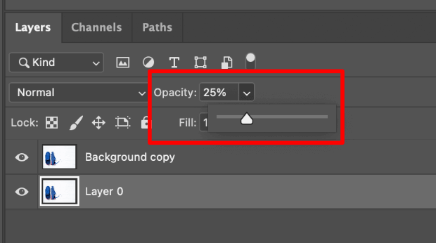 How to make an image transparent in Photoshop - Change layer opacity
