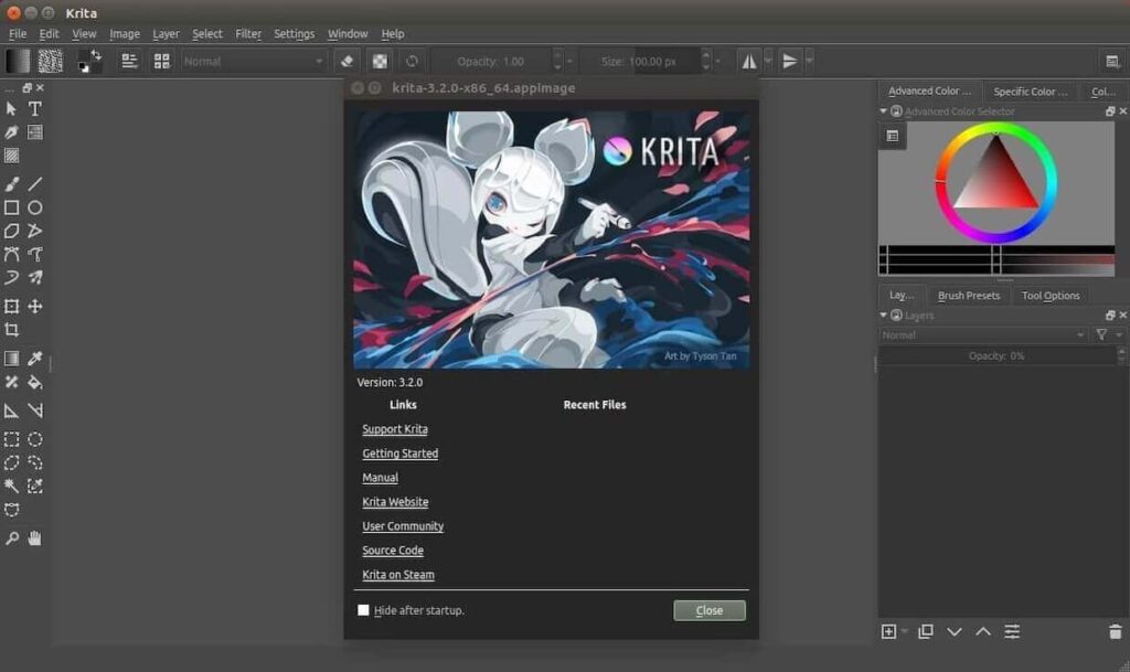 Krita user interface
