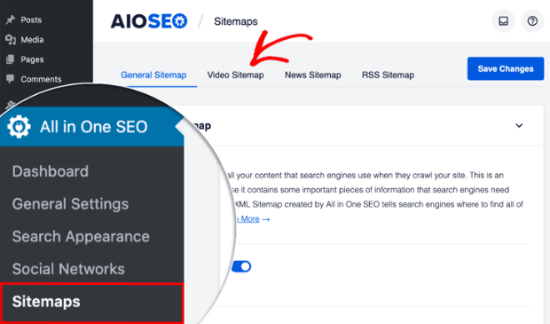 AIOSEO - sitemaps - video sitemap