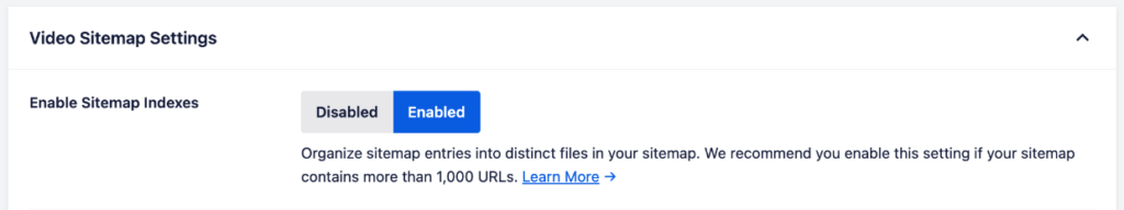 Enable video sitemap indexes in AIOSEO