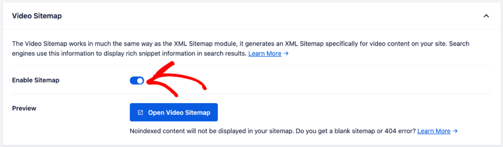 Enable video sitemap in AIOSEO