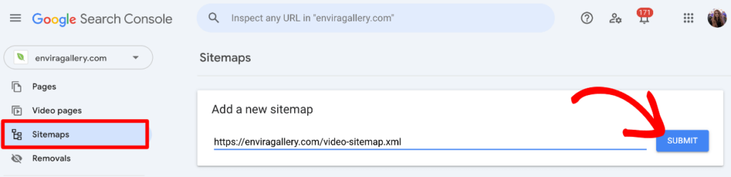 Add a new sitemap in Google Search Console