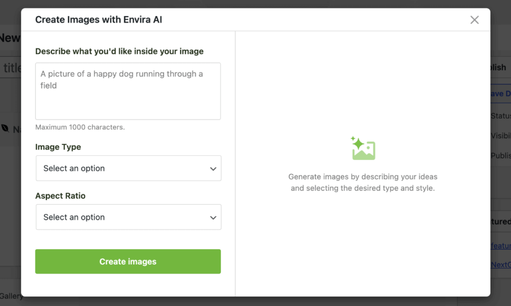 Create images with Envira AI