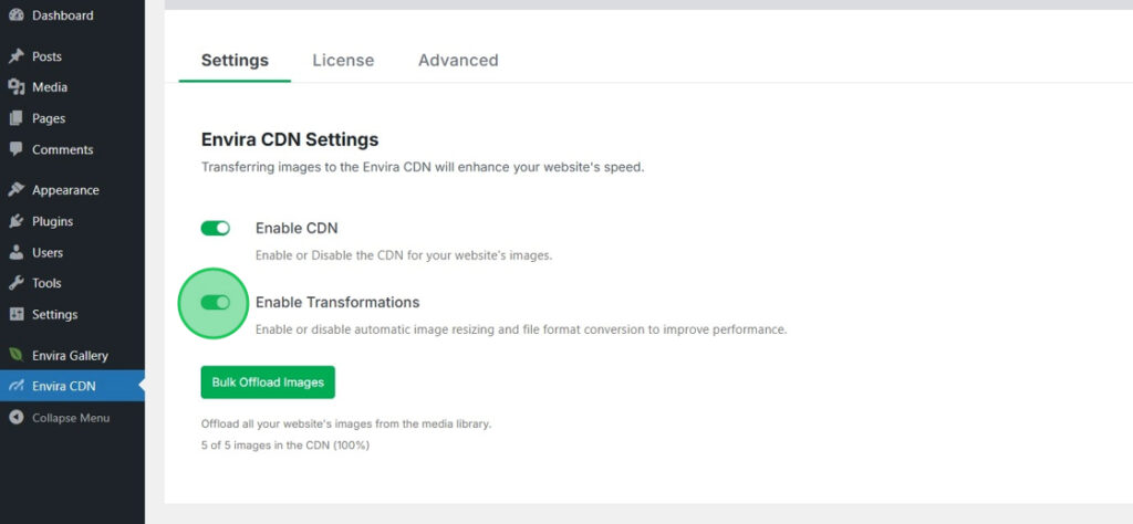 Enable Image Transformations