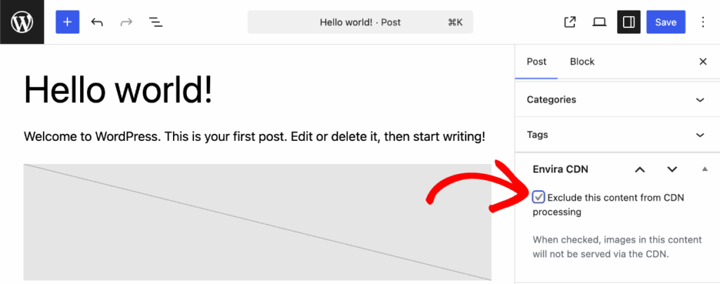 envira-cdn-exclude-content - Envira Gallery Checkbox in the WordPress editor to exclude content from Envira CDN