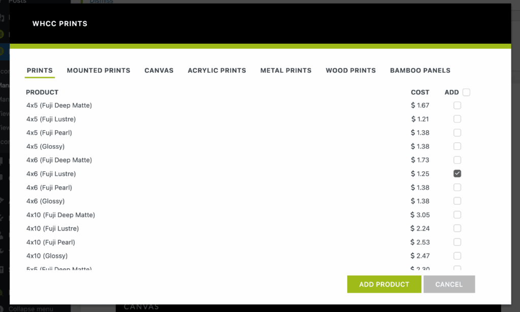 Add-WHCC-Prints-to-Pricelist-1-1 - Envira Gallery Example of print fulfillment options in Imagely