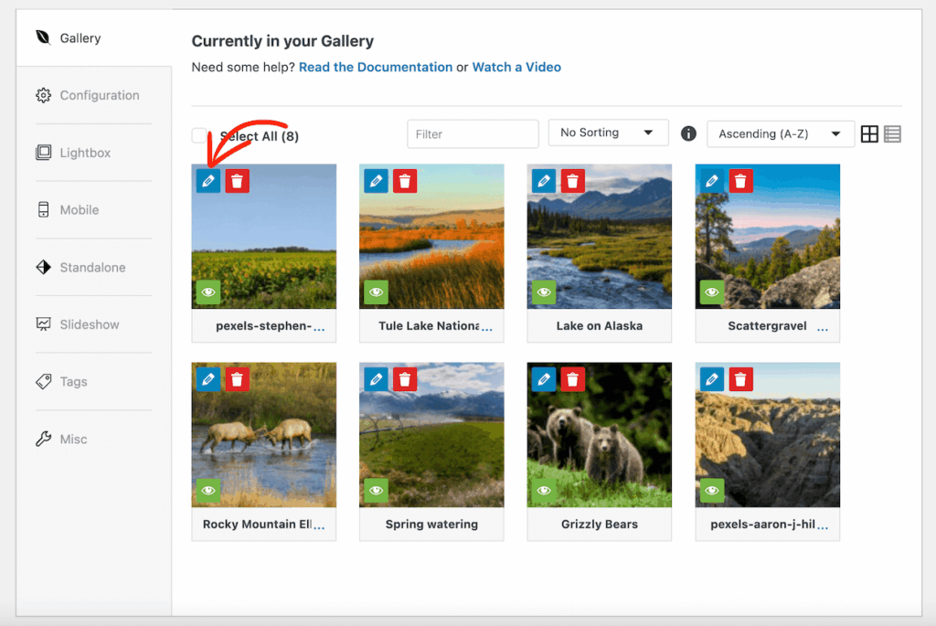 Editing Envira image metadata