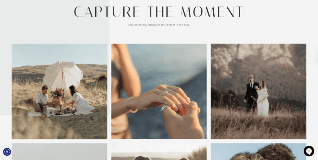 Weddiing portfolio example - Elementor template