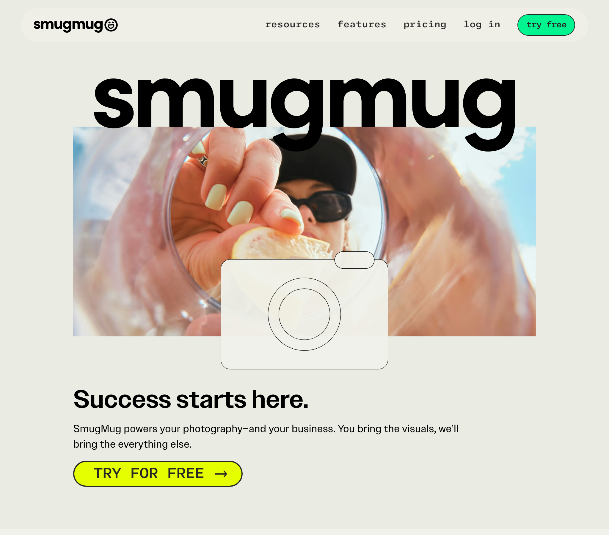 SmugMug photography portfolio and print store homepage