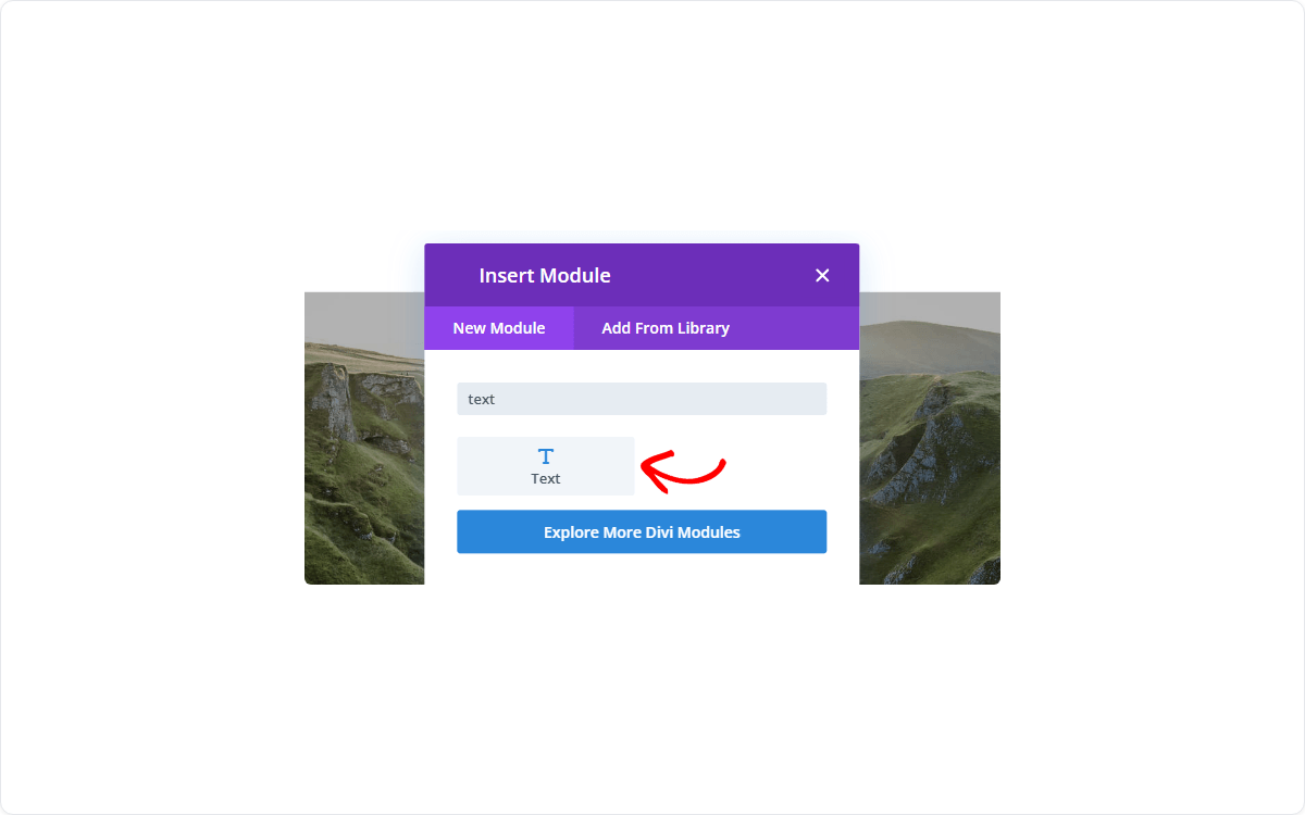 Adding a Text module in the Divi builder to paste an Envira Gallery shortcode into